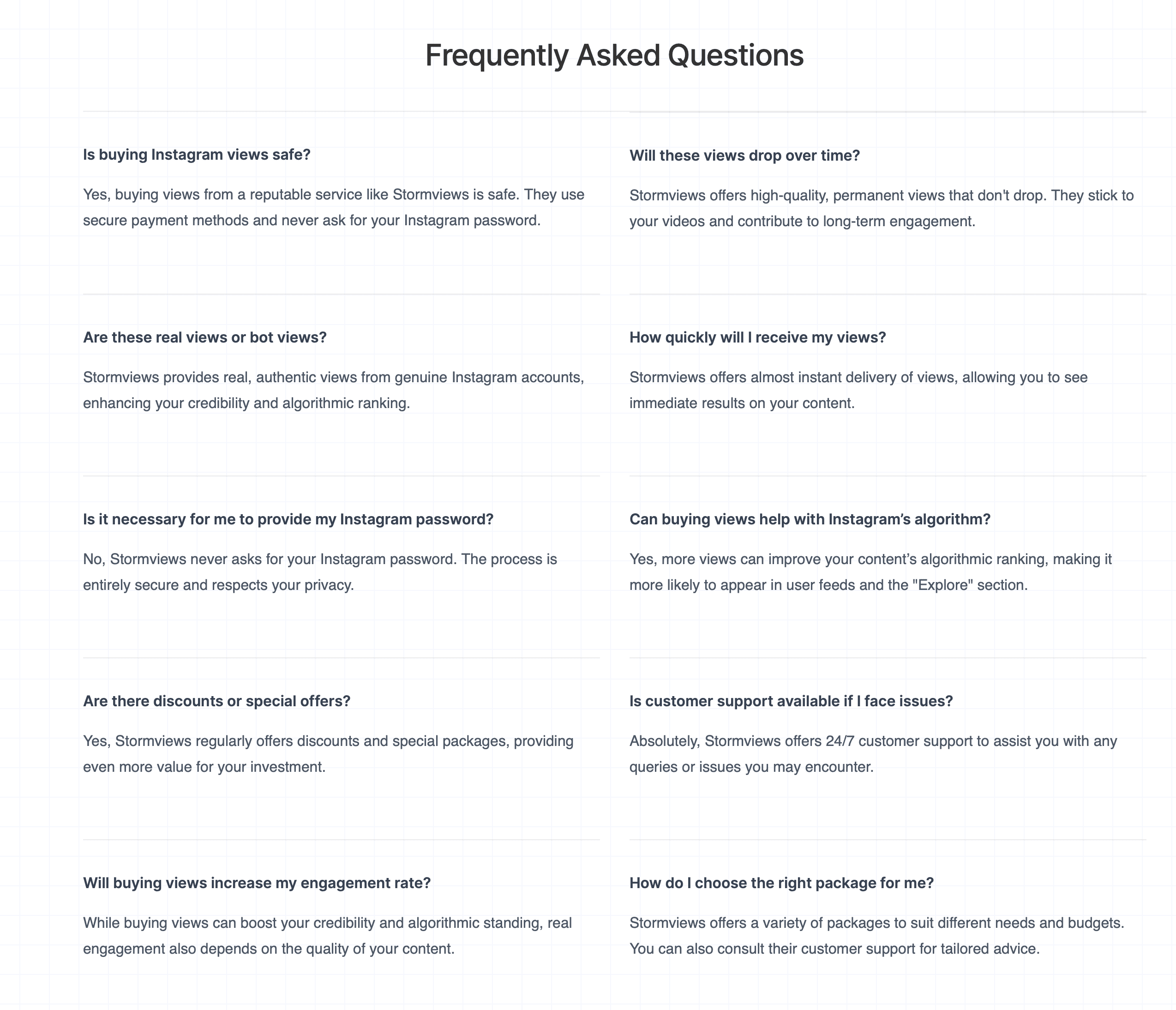 Frequently Asked Questions storm views